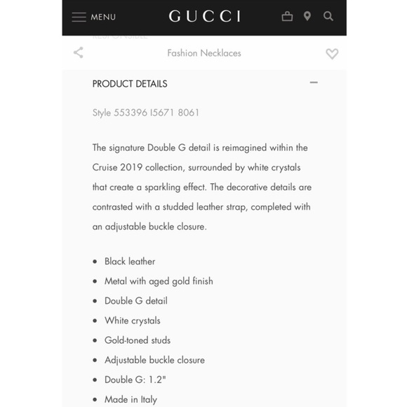 Gucci: Crystals Embellished Double GG Antique Calfskin Choker Necklace - Picture 8 of 15